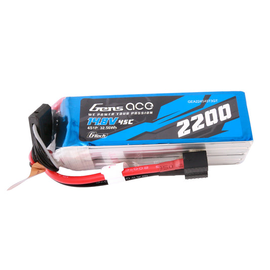 Gens ace 2200mAh 4S 45C 14.8V G-Tech Lipo Battery Pack with EC3 and Deans adapter