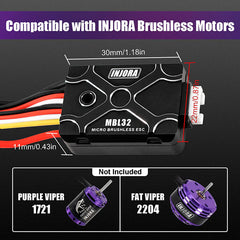 INJORA: Micro Brushless MBL32 ESC for 1/18 1/24 RC Crawler (ESC ONLY) (MBL32)