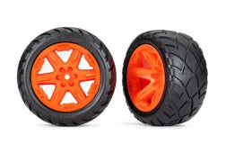 Traxxas  Tires & wheels, assembled, glued (2.8") (RXT orange wheels, Anaconda tires, foam inserts) (4WD electric front/rear, 2WD electric front only) (2) (TSM rated) (6775A)