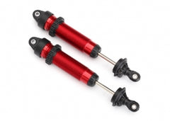 Traxxas Shocks, GTR, 139mm, aluminum (red-anodized) (fully assembled w/o springs) (rear, threaded) (2)