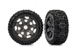 Traxxas Tires & wheels, assembled, glued (3.0" gray wheels, Sledgehammer® tires, foam inserts) (2) (9073)