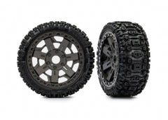 Traxxas Tires & wheels, assembled, glued (3.0" gray wheels, Sledgehammer® tires, foam inserts) (2) (9073)