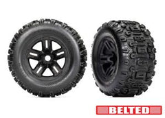 Traxxas T&W 3.8 BLK WHL W/SLDGEHMR TIRE (9573)