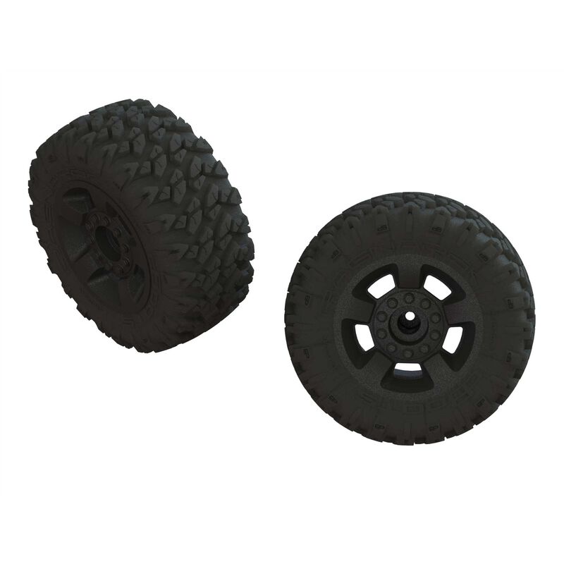 Arrma 1/10 dBoots RAGNAROK MT Front/Rear 2.8 Pre-Mounted Tires, 14mm Hex, Black (2) (ARA550052)