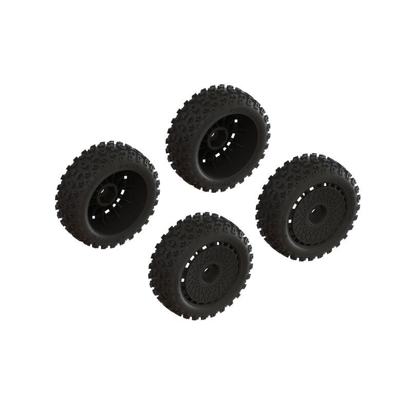 Arrma dBoots '2-HO' Tire Set Glued (Black) (2 Pairs) (ARA550114)