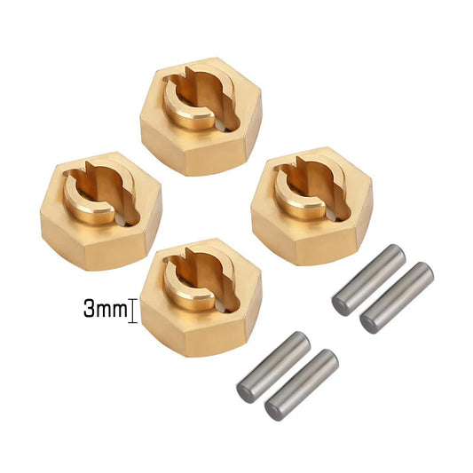 INJORA: 7mm Brass Wheel Hex Hubs for Axial SCX24/AX24 (Stock Width)