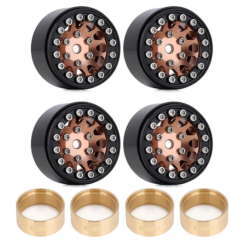 INJORA 1.0" 12-Spokes Beadlock Aluminum Wheel Rims for 1/24 RC Crawlers (4) (W1049)