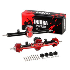 INJORA +4mm Extended Aluminum Front & Rear Axles Set for Axial SCX24 Upgrades (SCX24-98FR)