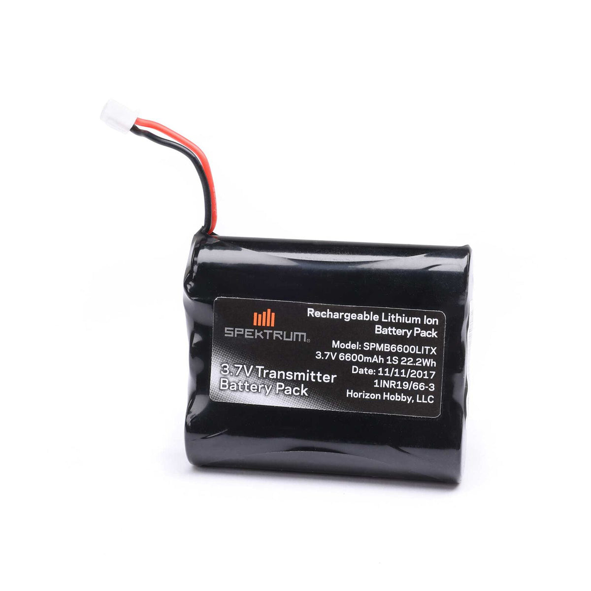 Spektrum 3.7V 6600mAh 1S Li-Ion Transmitter Battery: NX6/NX8/NX10/iX12, Tx Plug (XH-1S)( SPMB6600LITX)