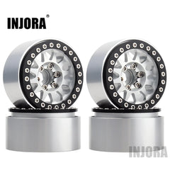 INJORA 4PCS 1.9" 12-spoke Metal Beadlock Wheel Rims for 1/10 RC Rock Crawler (CRAW18239_07BK)