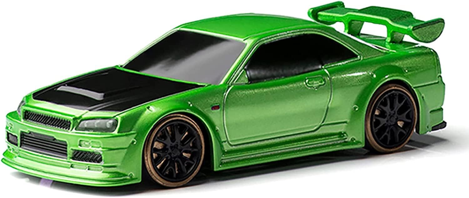 Turbo Racing 1:76 Scale Drift RC Car with Gyro Mini Full Proportional RTR  2.4GHZ Remote Control with 2 Replaceable Body Shell (C64-Green) 