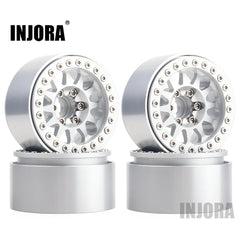 INJORA 4PCS 1.9" 12-spoke Metal Beadlock Wheel Rims for 1/10 RC Rock Crawler (CRAW18239_07BK)