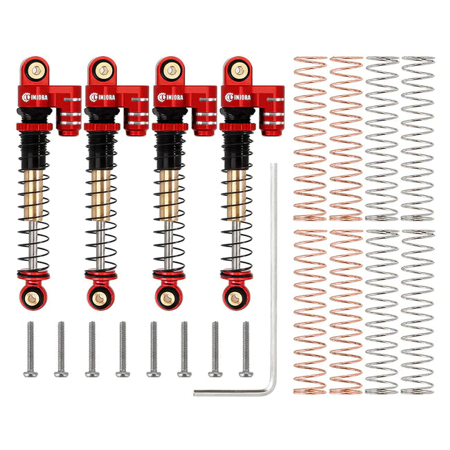 INJORA 43mm Aluminum Threaded Double Barrel Shocks with Fake Reservoir for Axial SCX24 (SCX24-28)