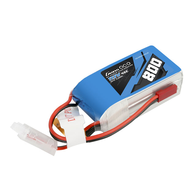 Gens Ace 800mAh 11.1V 45C 3S1P Lipo Battery Pack with JST-SYP Plug