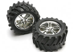 Traxxas Tires & heels, Assembled, Glued (SS (Split-Spoke) Chrome Wheels (5173)