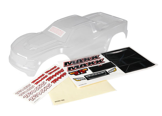 Traxxas Body, Maxx® (clear, requires painting)/ window masks/ decal sheet) (8911)